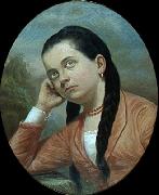 Almeida Junior Portrait of a young woman oil painting artist